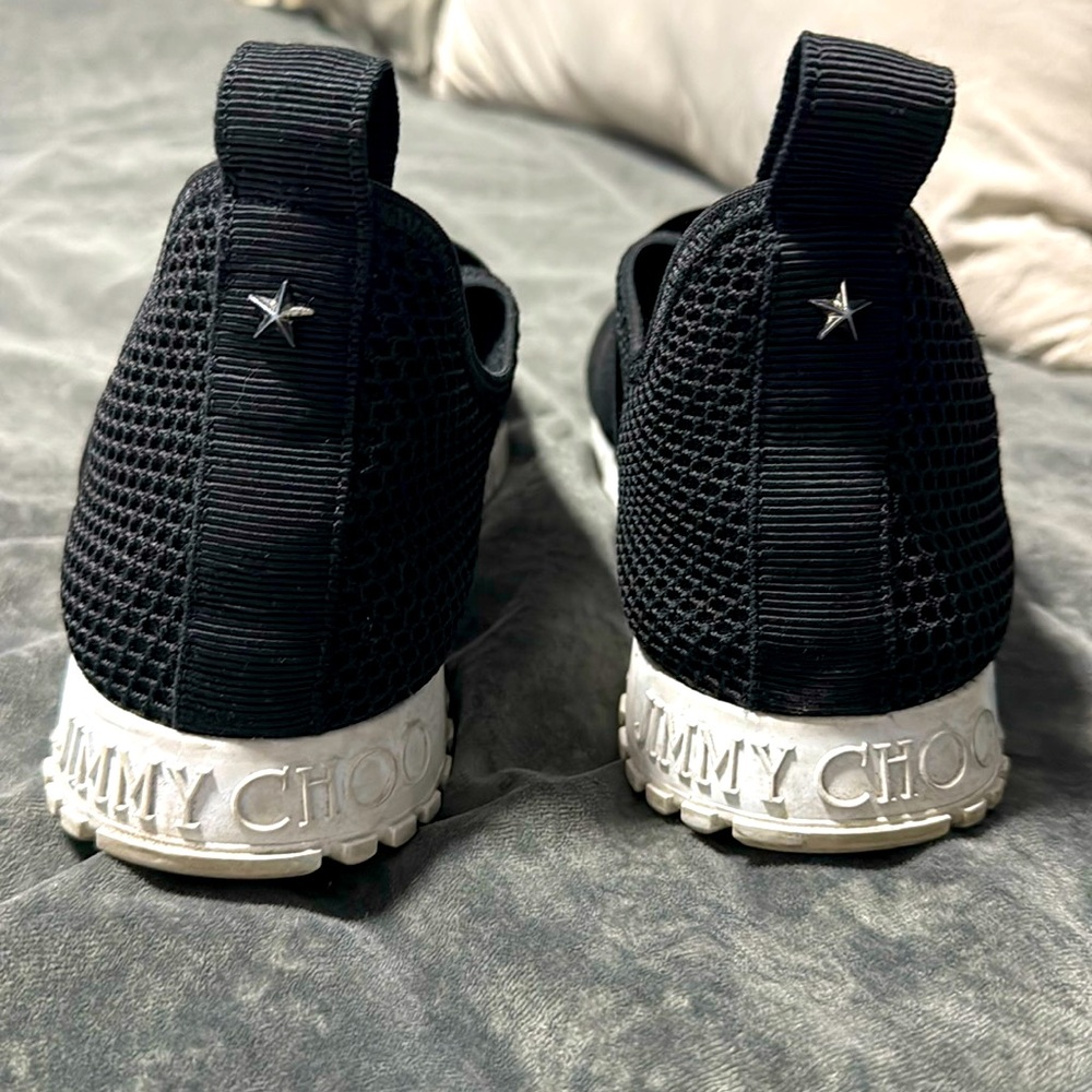 Jimmy Choo Black Suede and Mesh Oakland Slip-On Sneakers